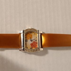 New bronze leather fall leaves rhinestones watch from.